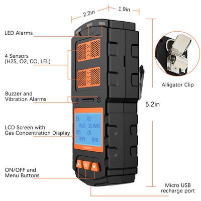 良い価格 ODM 頑丈なマルティガス検出器 4In1 封鎖されたスペースの炭素一酸化物漏洩 オンライン