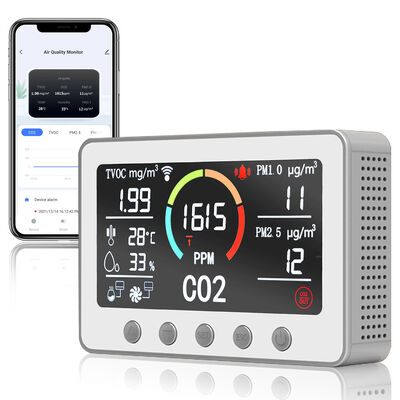 良い価格 CE RoHS Certified OEM ODM Smart WiFi Tuya Air Quality Monitor: 6-in-1 IAQ Detector (PM2.5 Sensor, CO2 Meter, AQI Monitor) for Indoor Use オンライン