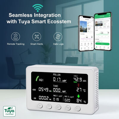 良い価格 CE FCC 認定 OEM ODM スマート Tuya 10 in 1 IAQ 検出器 PM1.0/PM2.5/CO2/CO/TVOC/POLLEN/AQI モニター RS485 オンライン